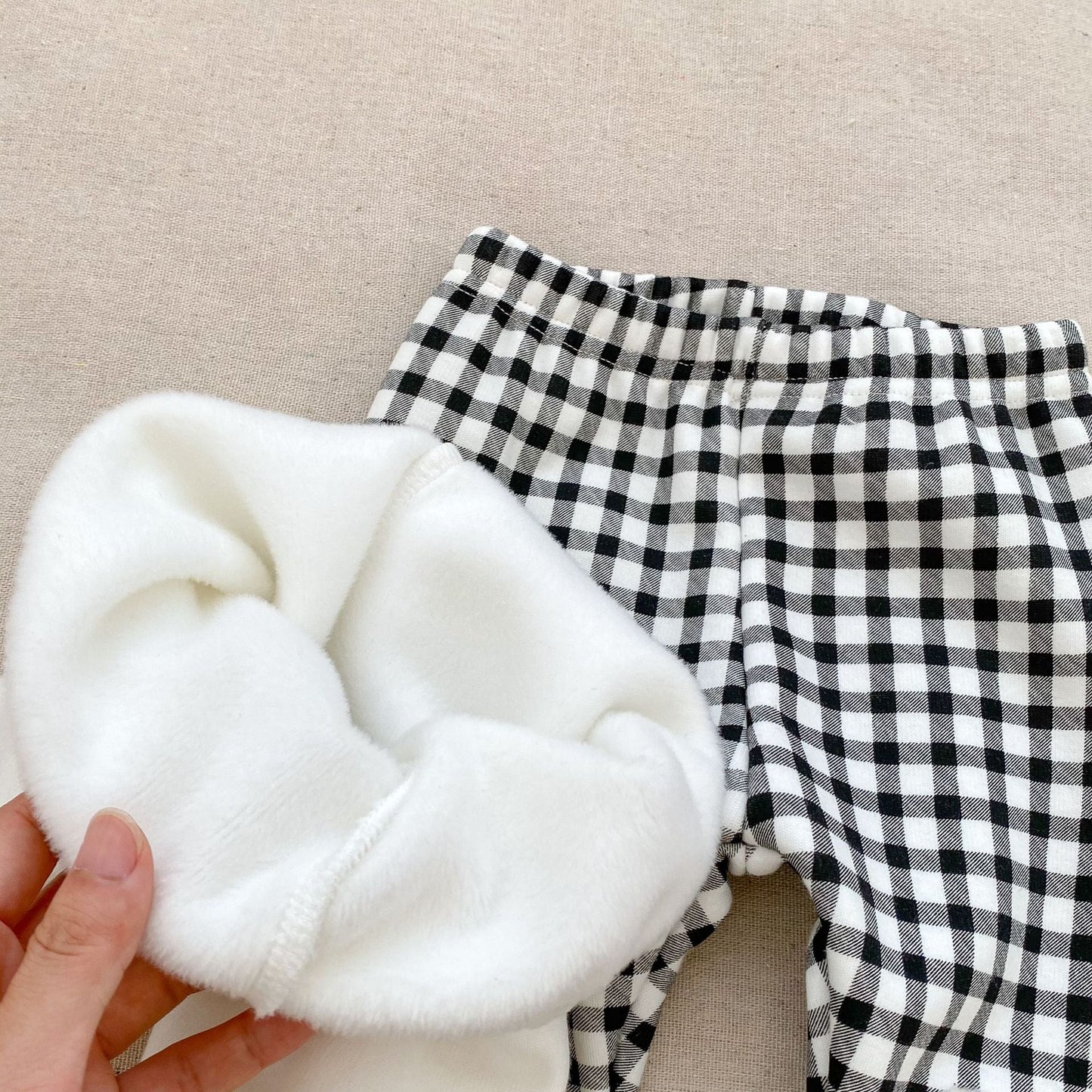 Baby Boy And Girl Two Kinds High Waist Thickened Long Pants In Winter