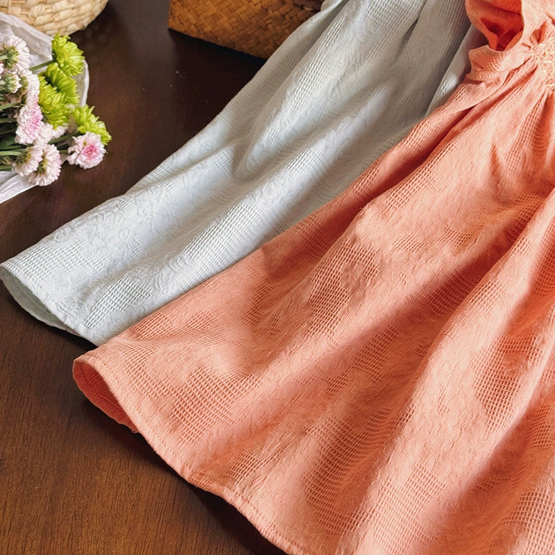 Summer Arrival Baby Kids Girls Fly Sleeves Solid Color Plain Dress