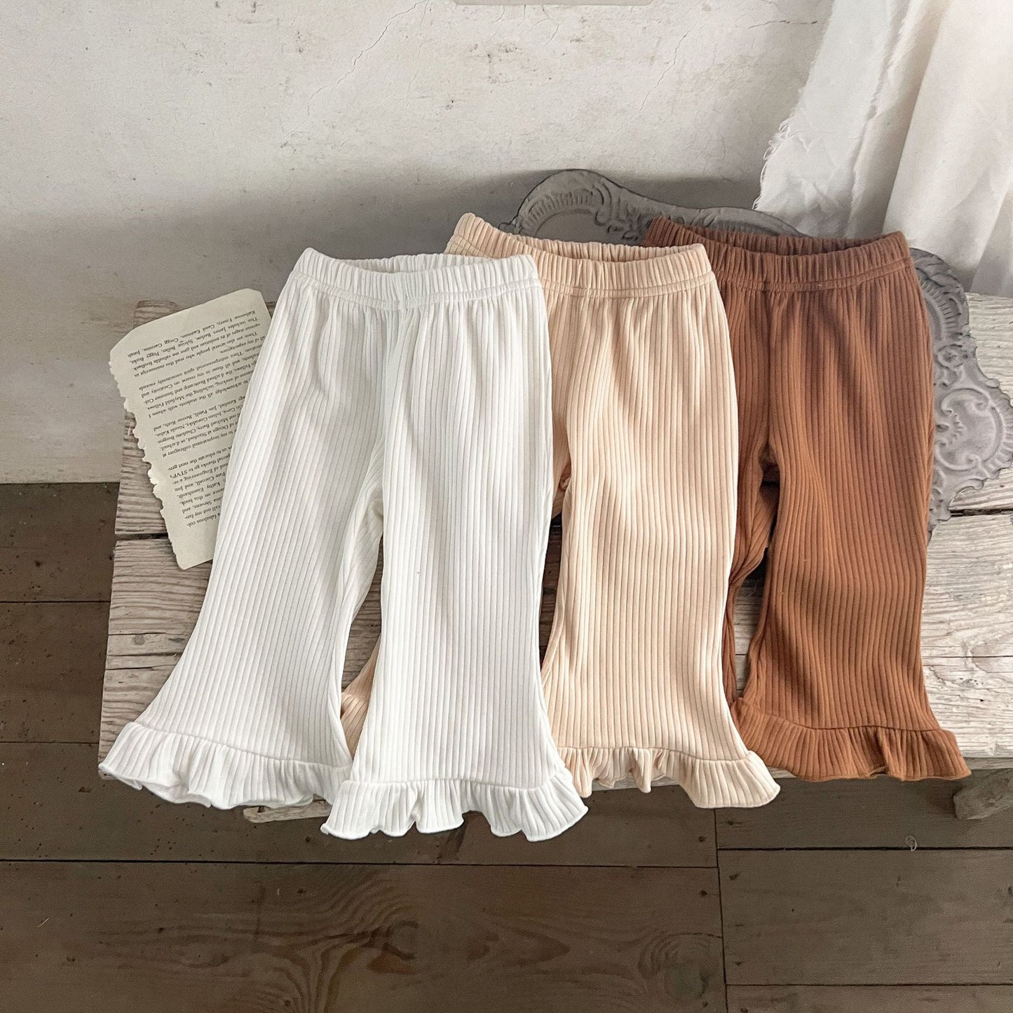 Baby Solid Color Elastic Cotton Comfy Flared Pants