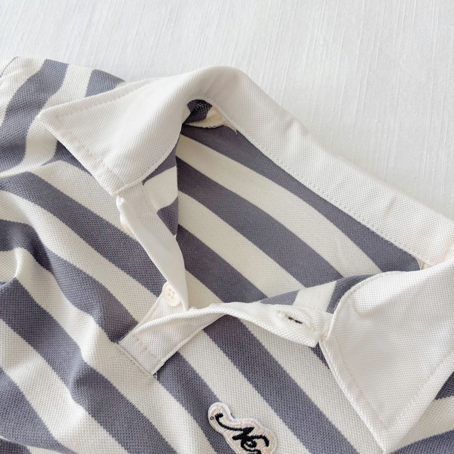 Summer Arrival Baby Unisex Casual Striped Short Sleeves Turn-down Collar Onesies