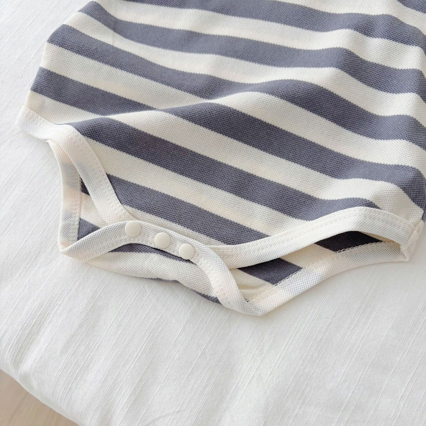 Summer Arrival Baby Unisex Casual Striped Short Sleeves Turn-down Collar Onesies